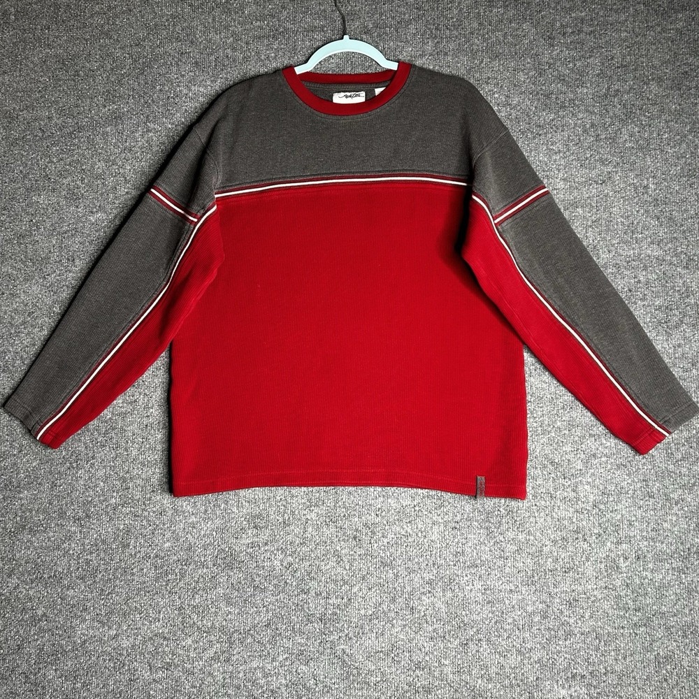 Point Zero Y2k Heavyknit Crewneck Sweatshirt Size Medium Red Streetwear Skater